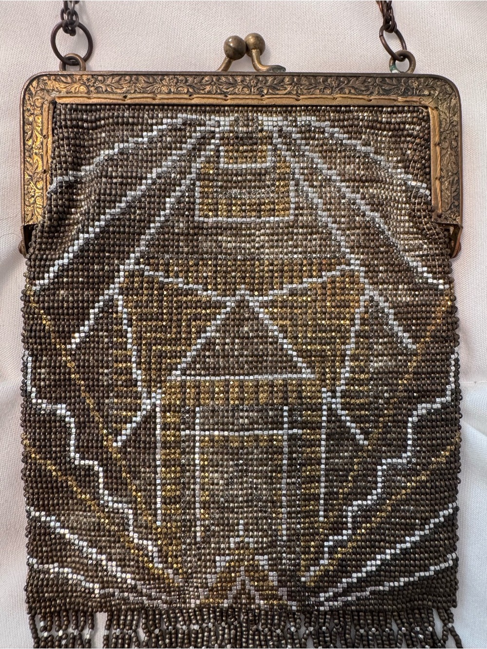 1920s Whiting And Davis Gold & Silver Art Deco Metal Mesh Dancing Purse